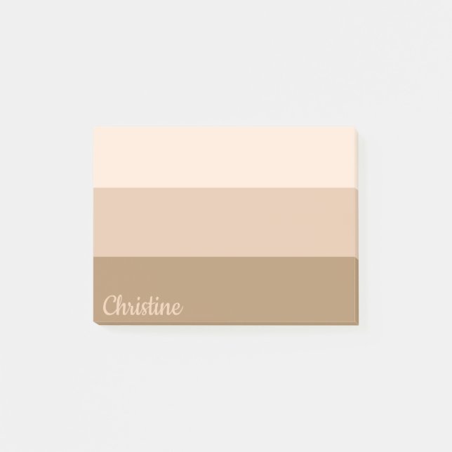 Cocoa Brown Ombre Striped Personalized Post-it Notes (Front)