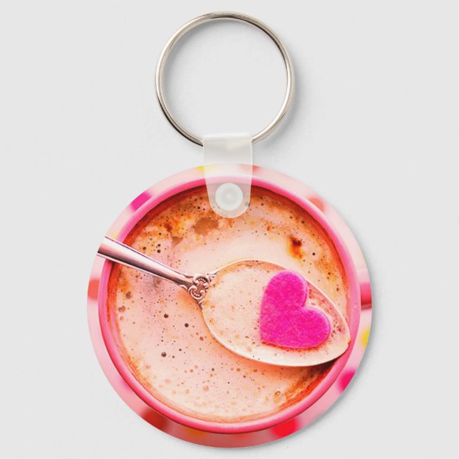 Cocoa candy pink heart mug cute key ring (Front)