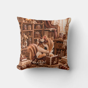 Cocoa Chipmunk Vintage Bookbinding Studio Cushion