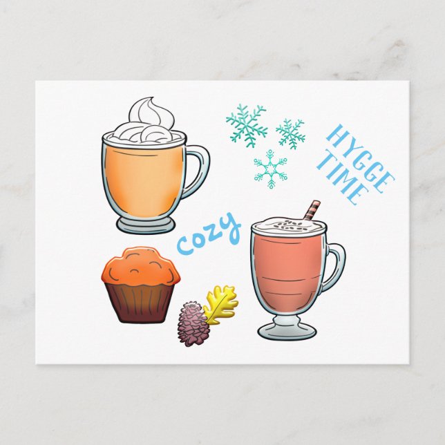 Cocoa Coffee Cosy Winter Hygge Time Postcard (Front)