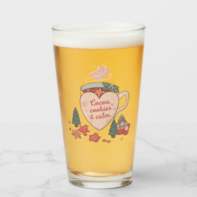 Cocoa, Cookies & Calm – Pastel Christmas CoT-Shirt Glass (Front Filled)