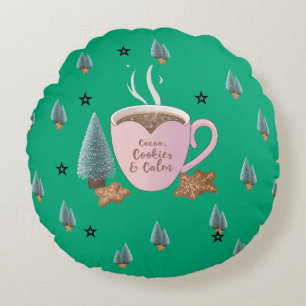 Cocoa, Cookies & Calm – Pastel Christmas CoT-Shirt Round Cushion