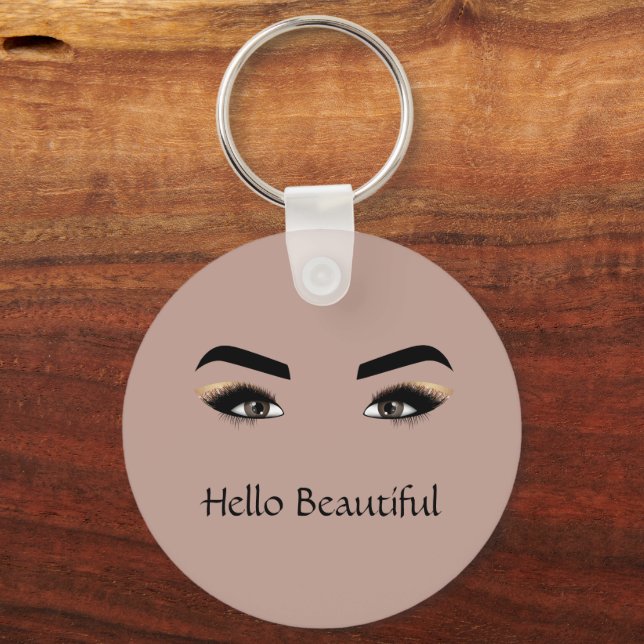 Cocoa Cream Brown Eyes Eye Lashes  Key Ring (Front)