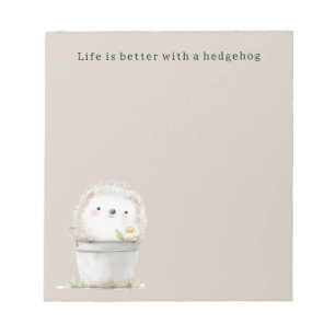 Cocoa Cream Hedgehog Daisy Flower Bucket   Notepad