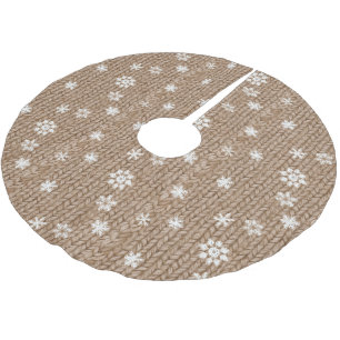 Cocoa Cream Snowflakes Christmas Brushed Polyester Tree Skirt