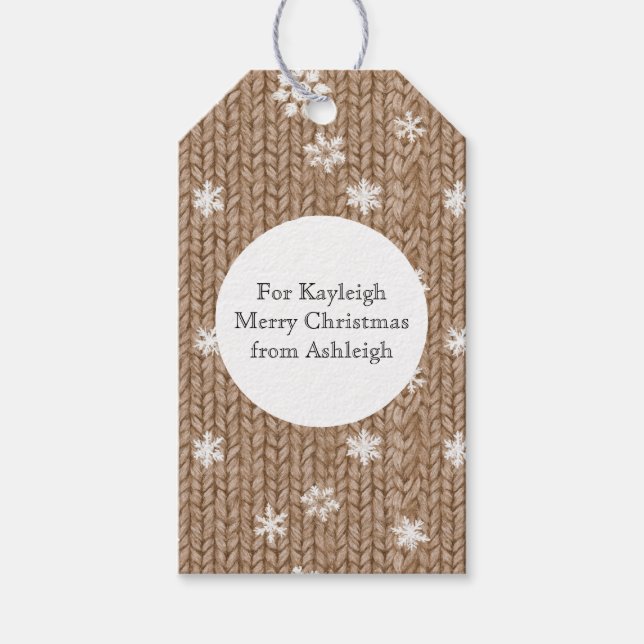 Cocoa Cream Snowflakes Christmas Gift Tags (Front)