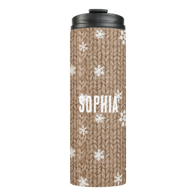 Cocoa Cream Snowflakes Christmas Thermal Tumbler (Front)