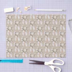 Cocoa Cream White Bow Daisy Flowers Birthday   Tissue Paper