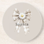 Cocoa Cream White Bow Daisy Flowers   Coaster<br><div class="desc">Cocoa Cream White Bow Daisy Flowers</div>