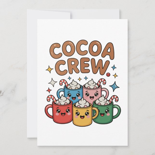 Cocoa Crew Hot Chocolate Kawaii Christmas Xmas Invitation (Front)