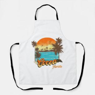 Cocoa Florida Beach Summer Vacation Palm Sunset Apron