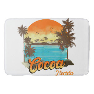 Cocoa Florida Beach Summer Vacation Palm Sunset  Bath Mat