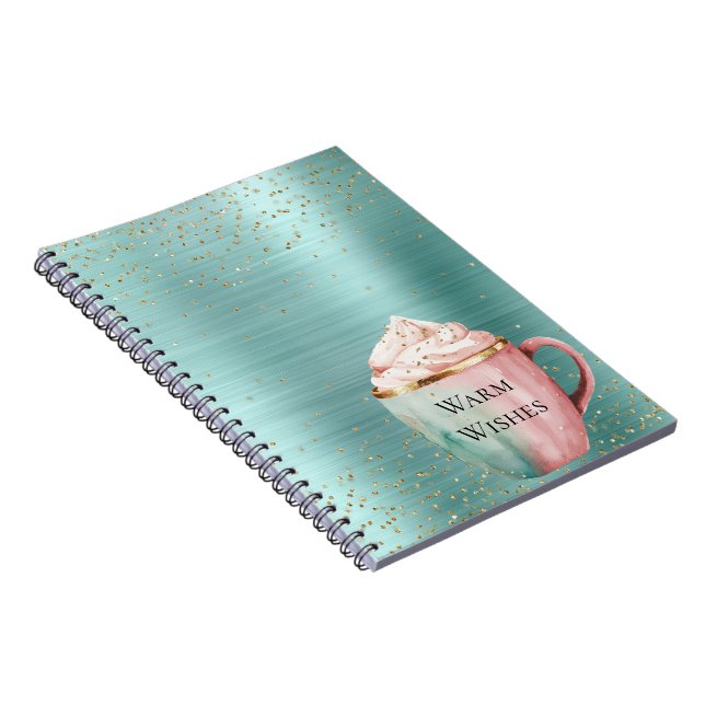 Cocoa Gold Pink Mint Wishes Confetti Sparkle Notebook (Right Side)