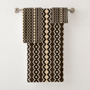 Cocoa Heritage African Brown & Ivory Tribal Bath Towel Set