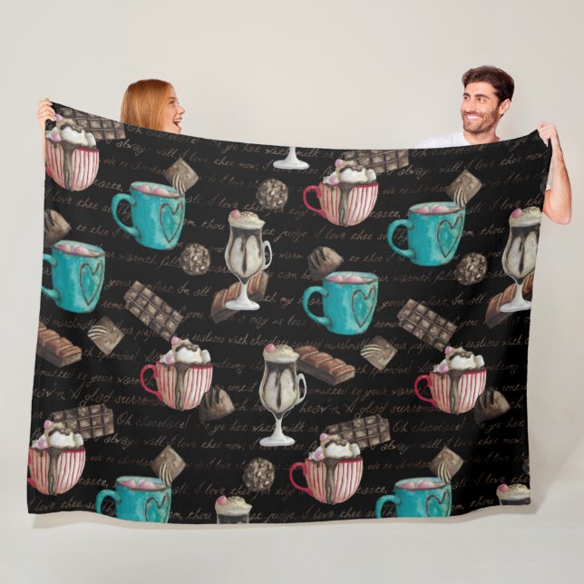 Cocoa marshmallows hot chocolate candy winter    fleece blanket (In Situ)