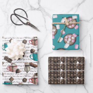 Cocoa marshmallows hot chocolate candy winter   wr wrapping paper sheet