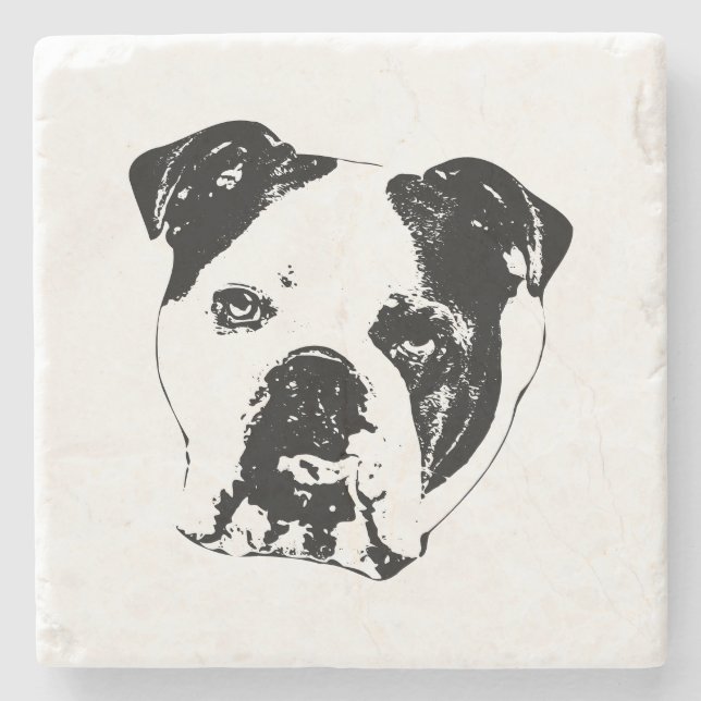 Cocoa Night Bulldog Stone Coaster (Front)