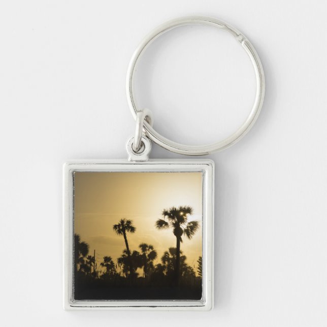 Cocoa Palm Silhouette Key Ring (Front)
