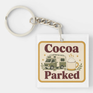 Cocoa Parked Winter Van Life Badge Key Ring