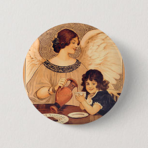 Cocoa Party Candy Angel Vintage Poster 6 Cm Round Badge