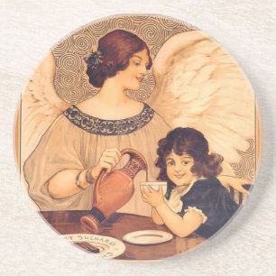 Cocoa Party Candy Angel Vintage Poster Coaster