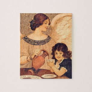 Cocoa Party Candy Angel Vintage Poster Jigsaw Puzzle
