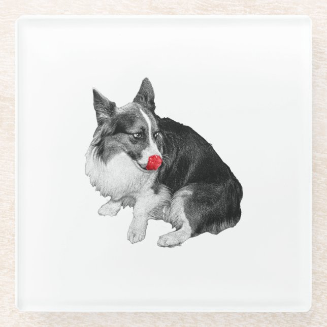 Cocoa Pause, Pink Tongue Glass Coaster (Front)