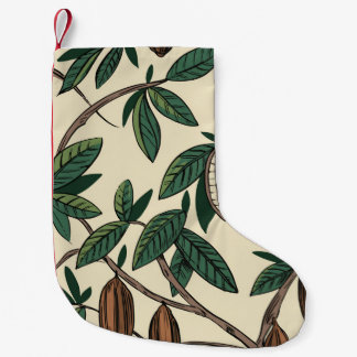 Cocoa plant seamless pattern. Cacao bean. Vintage  Small Christmas Stocking
