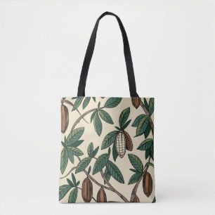 Cocoa plant seamless pattern. Cacao bean. Vintage Tote Bag