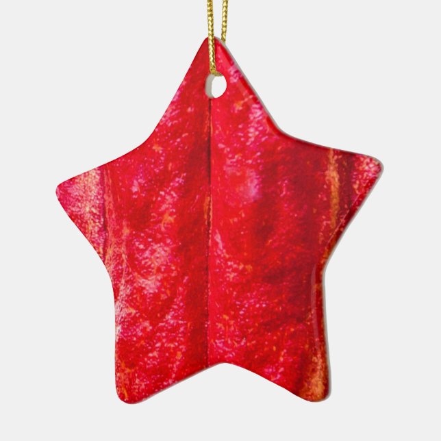 cocoa pod red ceramic tree decoration (Left)