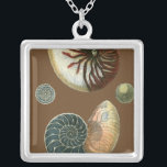 Cocoa Shell Silver Plated Necklace<br><div class="desc">Get this unique stonewashed red and blue Conch seashell image on your next product. This amazing,  cocoa background these two unique seashells. Take the beach with you everywhere you go.</div>