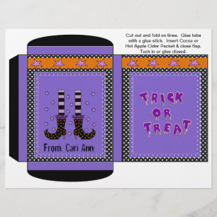 Cocoa, Tea, Cider Packet Halloween Witch Favours Flyer