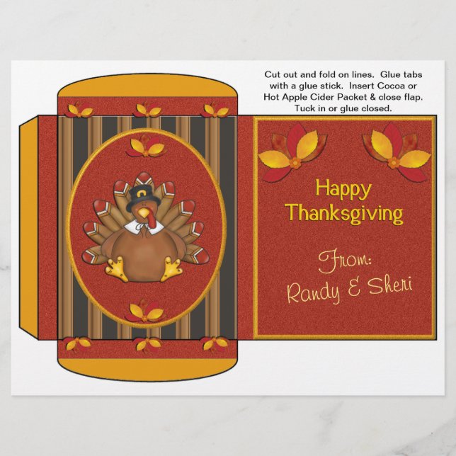 Cocoa, Tea, Cider Packet Thanksgiving Favours Flyer (Front)