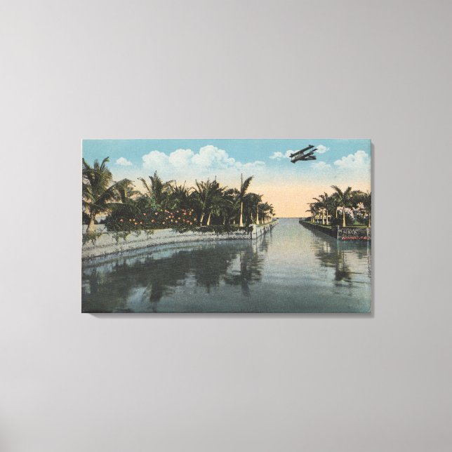 Cocoanut Grove, FL - Curtis James Estate Canal Canvas Print (Front)