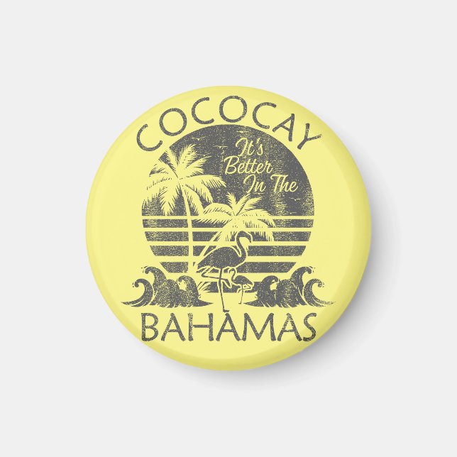 CocoCay Bahamas Magnet Vacation Cruise Retro Beach (Front)
