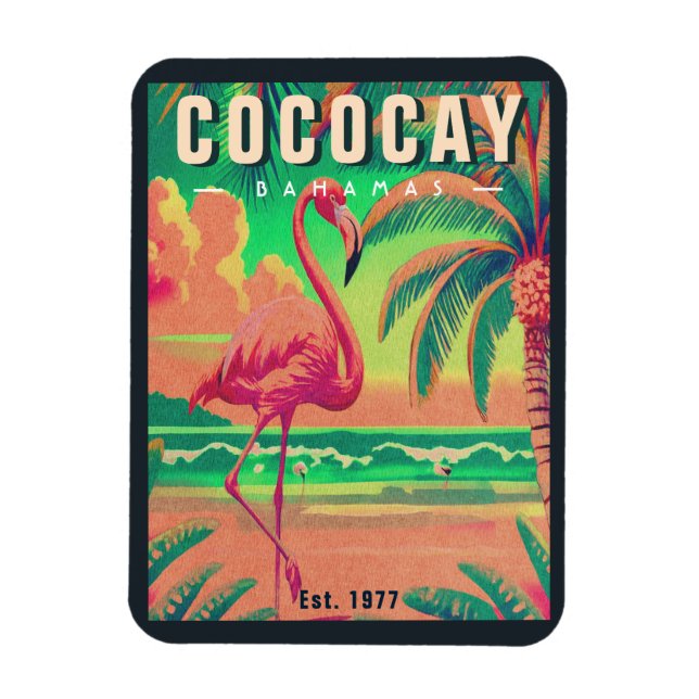CocoCay Bahamas Retro Flamingo Souvenir 1950s Magnet (Vertical)
