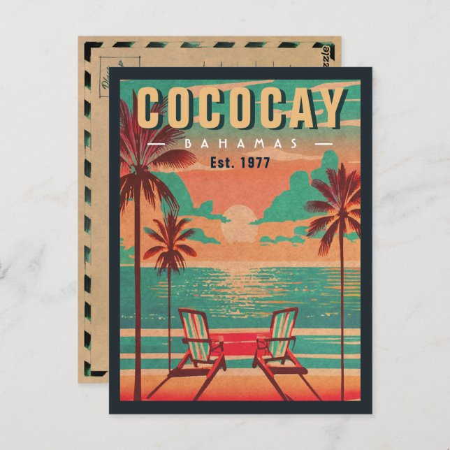 CocoCay Bahamas Retro Sunset Souvenir 1950s Postcard (Front/Back)