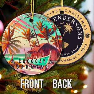 CocoCay Bahamas Retro Travel Souvenir 1950s Ceramic Tree Decoration