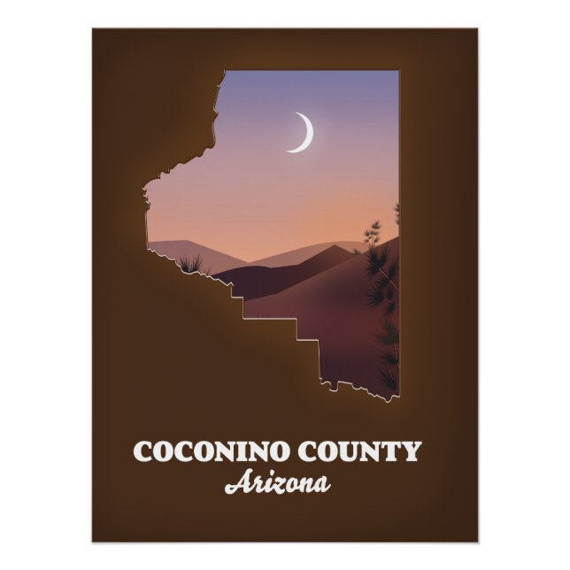 Coconino County Arizona Map. Poster (Front)