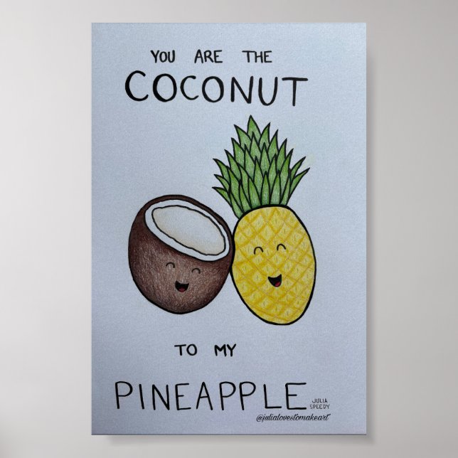 Coconut and Pineapple | Cute Couple Art Print (Front)