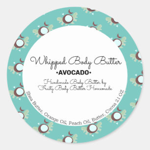 Coconut Art Body Butter Bath Branding Packaging Classic Round Sticker
