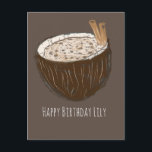 Coconut Art Happy Birthday Name Card<br><div class="desc">Birthday Card with Coconut</div>