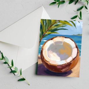 Coconut Beach Tropical Watercolor Card