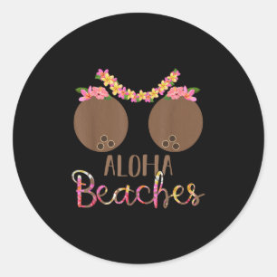 Coconut Bra Flower S Hawaii Aloha Beaches Funny Classic Round Sticker