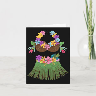 Coconut Bra Lei Flowers Gr Skirt Hula Party Hallow Card