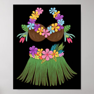 Coconut Bra Lei Flowers Gr Skirt Hula Party Hallow Poster