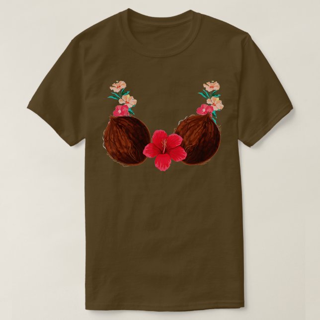 Coconut Bra - Lei - Summer Costume - Hawaiian Hall T-Shirt (Design Front)