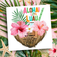 Coconut Cocktail Luau Birthday Tropical Hawaiian