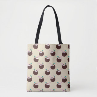 Coconut cocktail with straw pattern - Summer beach Tote Bag