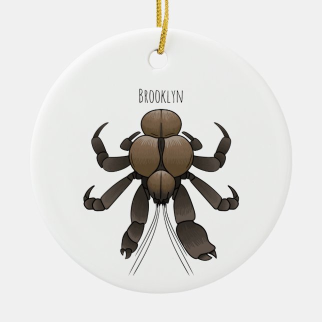 Coconut crab cartoon illustration  ceramic tree decoration (Front)
